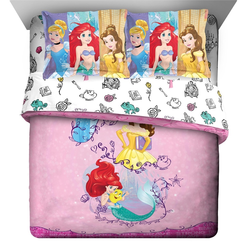 Disney Princess 'Friendship Adventures' 7 Piece Full Bed Pink Bedding Set
